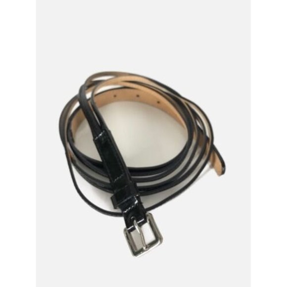 J.Crew Belt L Large Black Patent Leather Skinny Strips Ladies - Picture 1 of 5